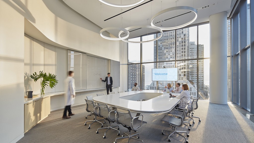 A group of people in a room.